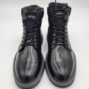 Calvin Klein Phyfe lace-up boots in black leather men's size 7.5